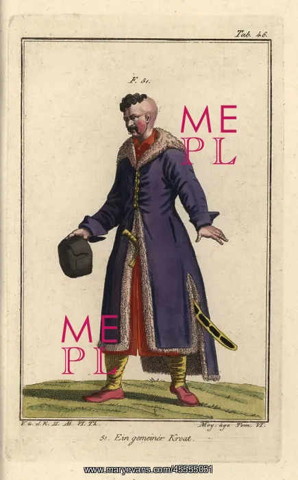 : A common Croat wearing a coat lined with fox : A common Croat wearing a coat lined with fox