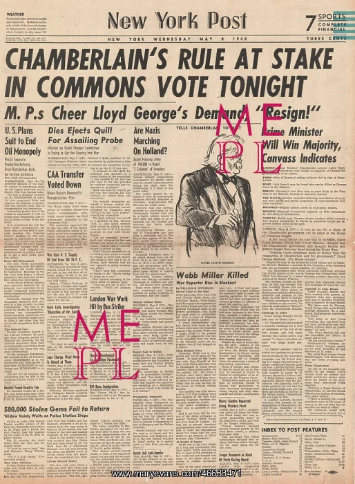 : Commons Vote on Chamberlain's Government : Commons Vote on Chamberlain's Government