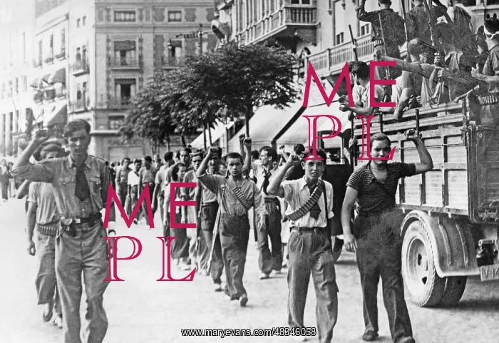 : Communist militia marching through Valencia, 1936 : Communist militia marching through Valencia, 1936