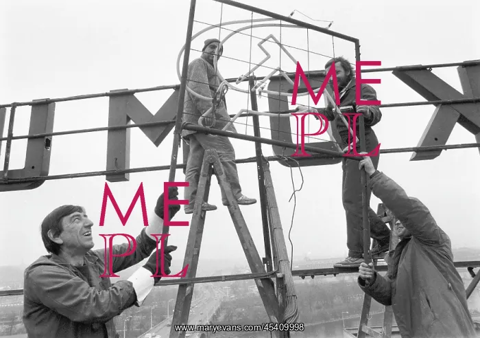 : Communist propaganda symbol dismantling - removal : Communist propaganda symbol dismantling - removal