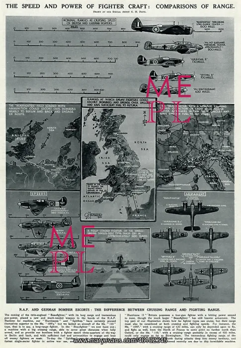 : Comparative ranges of fighter aircraft by G. H. Davis : Comparative ranges of fighter aircraft by G. H. Davis