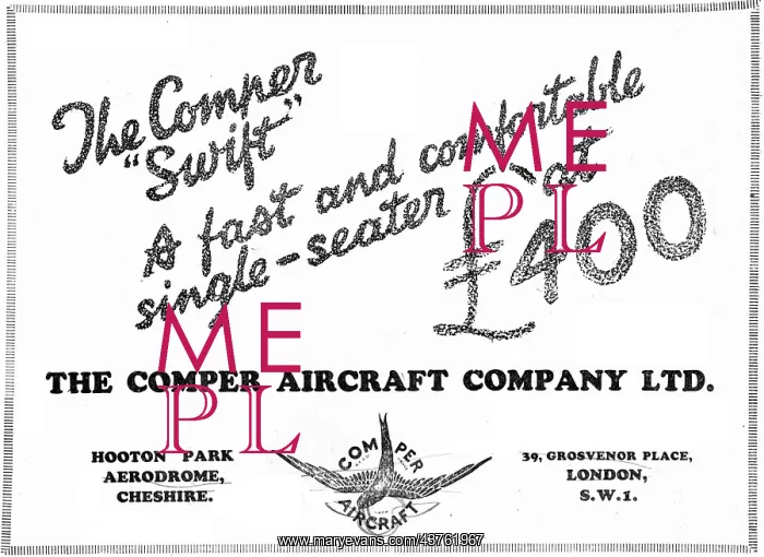 : Comper Swift 1930 Advert : Comper Swift 1930 Advert