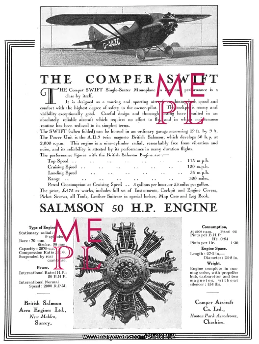 : Comper Swift - 50 HP Salmson Engine - G-AAZC : Comper Swift - 50 HP Salmson Engine - G-AAZC