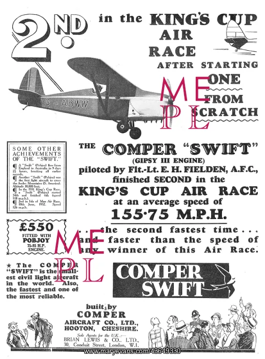 : Comper Swift - King's Cup Performance : Comper Swift - King's Cup Performance