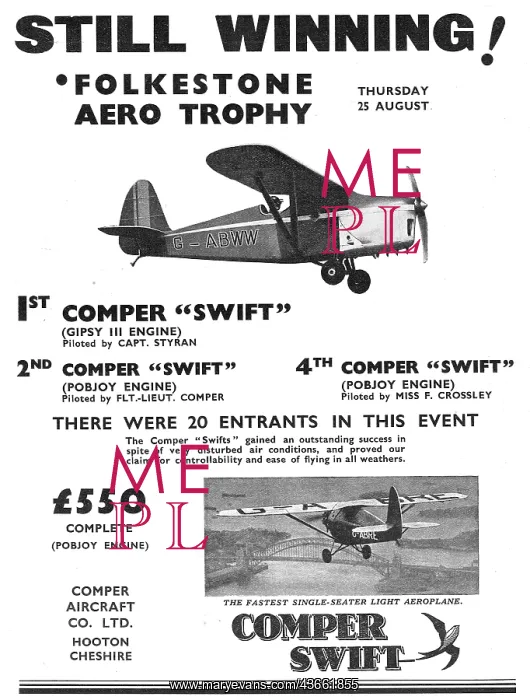 : Comper Swift - Winner Folkestone Aero Trophy. G-ABWW : Comper Swift - Winner Folkestone Aero Trophy. G-ABWW