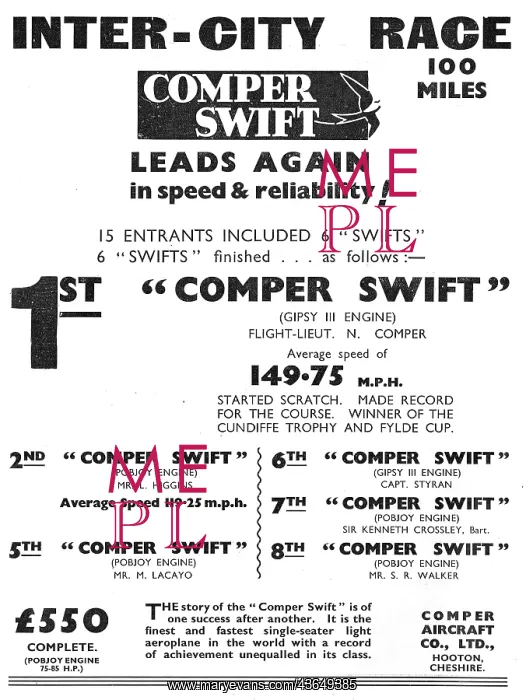 : Comper Swift - Winner Inter City Air Race : Comper Swift - Winner Inter City Air Race