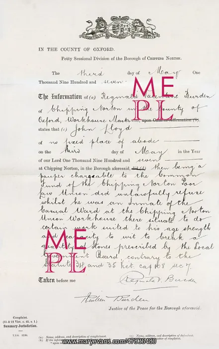 : Complaint by Workhouse Master at Chipping Norton : Complaint by Workhouse Master at Chipping Norton