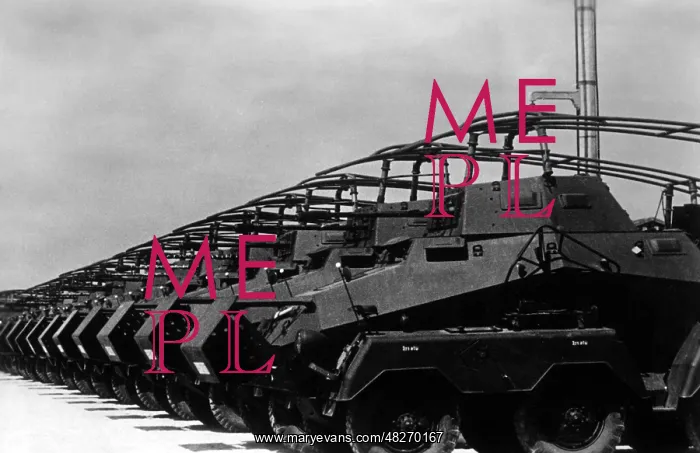 : Completed Panzerspaehwagen 231 are lined up, 1942 : Completed Panzerspaehwagen 231 are lined up, 1942