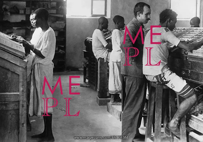 : Composing-room of a newspaper in German East Africa : Composing-room of a newspaper in German East Africa