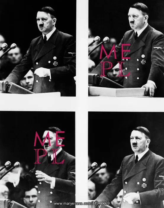 : Composite of 4 Poses of Adolf Hitler Speaking to Rally in : Composite of 4 Poses of Adolf Hitler Speaking to Rally in