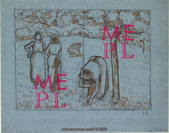 : Compositional Study of four Female Peasants, by Pissarro : Compositional Study of four Female Peasants, by Pissarro