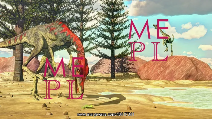 : Compsognathus dinosaur attempts to eat a frog : Compsognathus dinosaur attempts to eat a frog