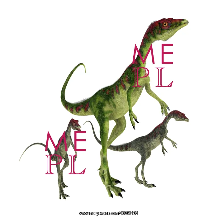 : Compsognathus dinosaur with offpsring : Compsognathus dinosaur with offpsring