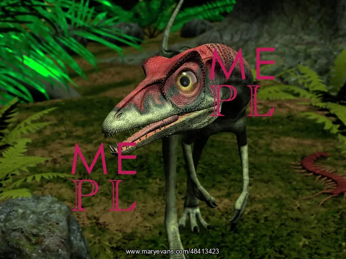 : A Compsognathus wanders a late Jurassic forest : A Compsognathus wanders a late Jurassic forest