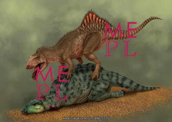 : A Concavenator kills a young iguanodon dinosaur : A Concavenator kills a young iguanodon dinosaur