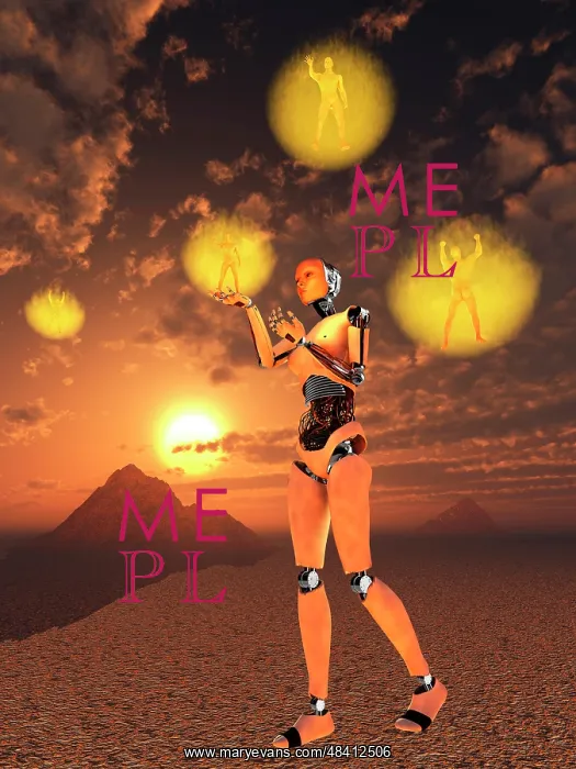 : Concept illustrating mankind becoming a slave to robotic ? : Concept illustrating mankind becoming a slave to robotic ?