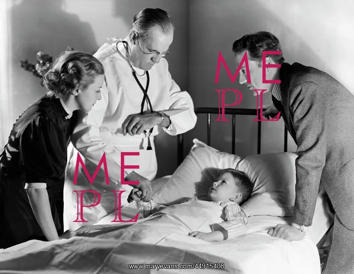 : Concerned Mother Father with Doctor Checking Pulse Smal : Concerned Mother Father with Doctor Checking Pulse Smal