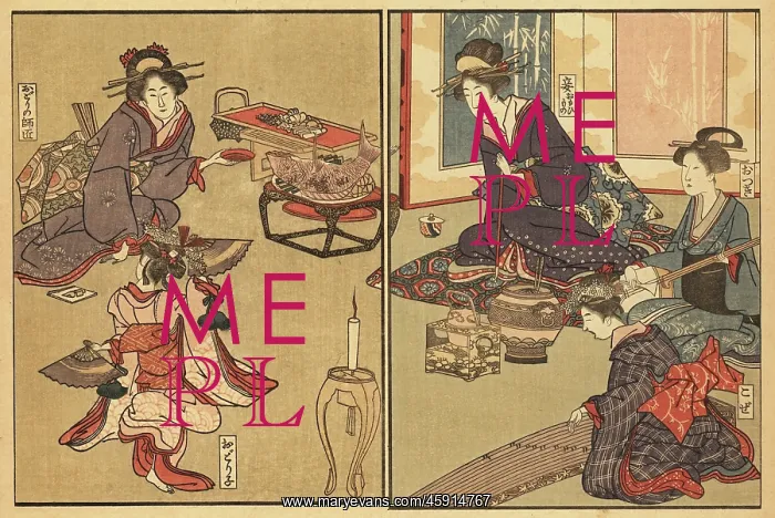 : Concubine (mekake) of a high-ranking man watching a dancer : Concubine (mekake) of a high-ranking man watching a dancer