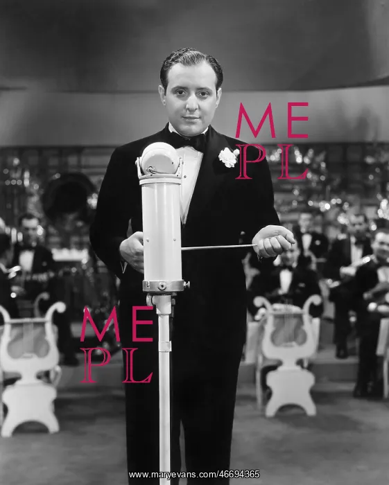 : Conductor standing in front of his orchestra with a baton : Conductor standing in front of his orchestra with a baton