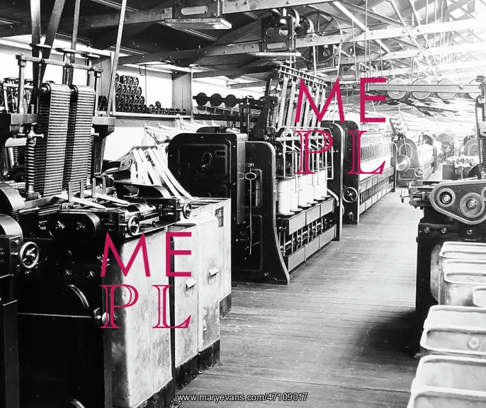 : Cone reducing machines in a woollen mill in Bradford : Cone reducing machines in a woollen mill in Bradford