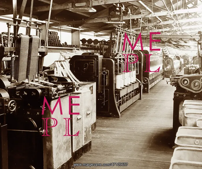 : Cone reducing machines in a woollen mill in Bradford : Cone reducing machines in a woollen mill in Bradford
