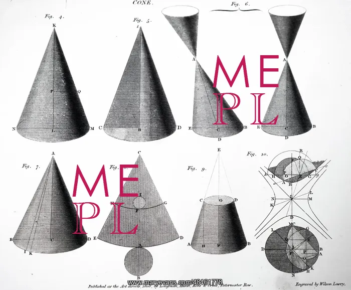 : Cones. From Abraham Rees Cyclopaedia, London, 1820 : Cones. From Abraham Rees Cyclopaedia, London, 1820