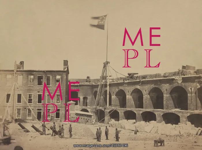 : Confederate flag flying over the ruins of : Confederate flag flying over the ruins of