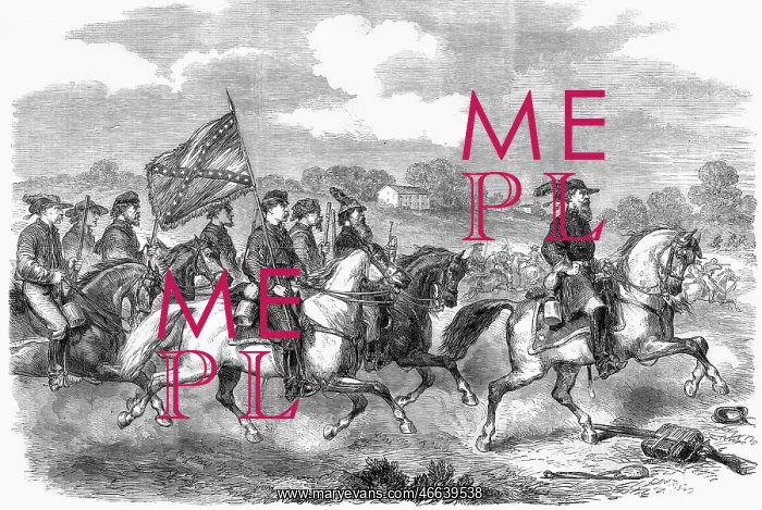 : Confederate General Stuart with cavalry, scouting : Confederate General Stuart with cavalry, scouting