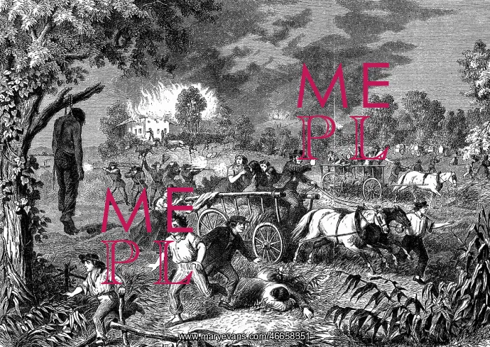 : Confederate guerrillas attacking farm : Confederate guerrillas attacking farm