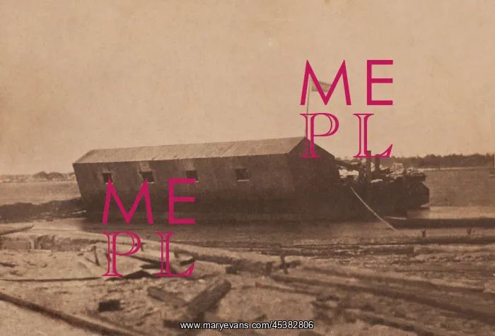 : Confederate iron clad floating battery moored : Confederate iron clad floating battery moored