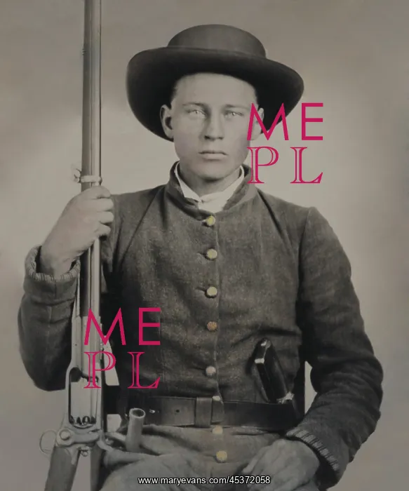 : Confederate soldier in uniform with a Colt : Confederate soldier in uniform with a Colt
