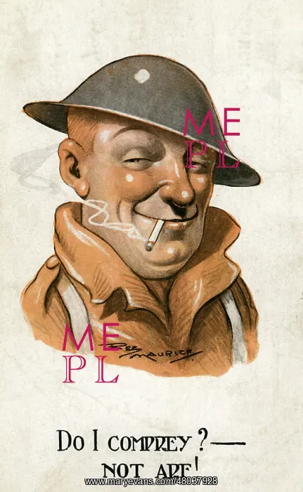 : Confident British soldier on a postcard, WW1 : Confident British soldier on a postcard, WW1