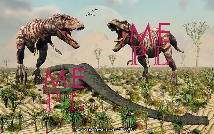 : Confrontation between a pair of T Rex dinosaurs over a dead : Confrontation between a pair of T Rex dinosaurs over a dead