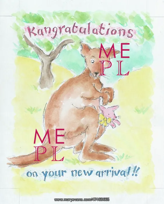  : Congratulating new baby card with Kangeroo