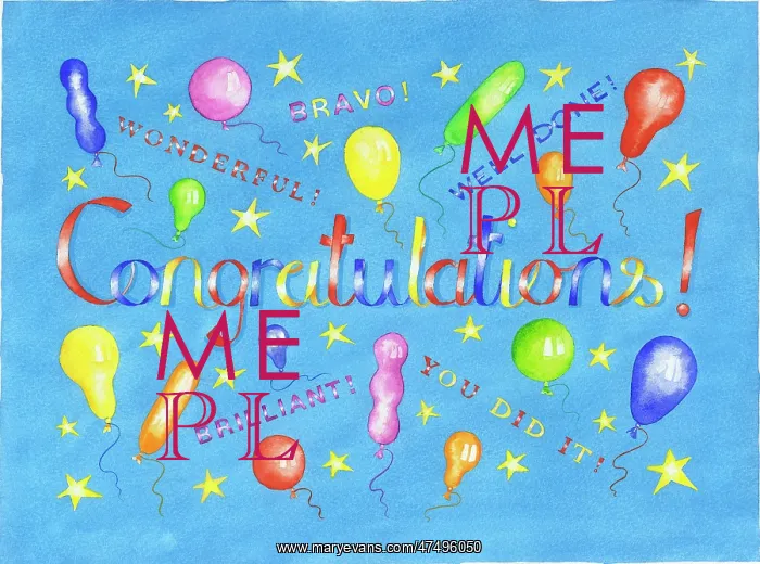 : Congratulations with balloons and stars : Congratulations with balloons and stars