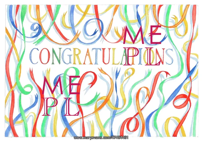  : Congratulations design with coloured ribbons