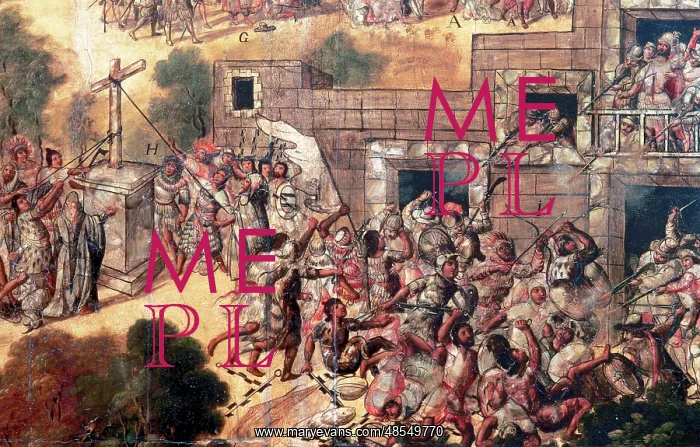: Conquest of Mexico (1519). attempt to pull down the cross fa : Conquest of Mexico (1519). attempt to pull down the cross fa
