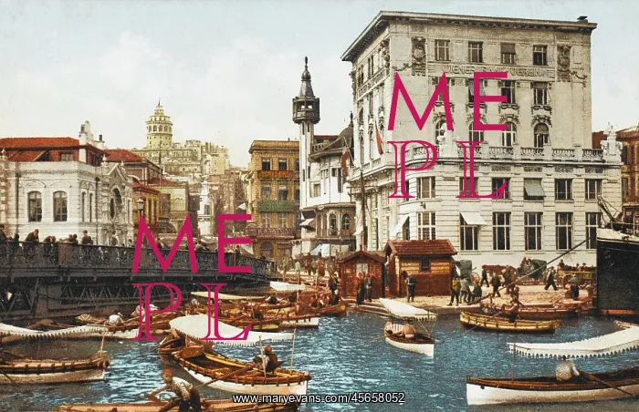 : Constantinople - Karakoy scene with ferries : Constantinople - Karakoy scene with ferries