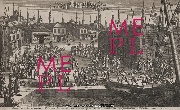 : Constantinople slave market depicted in a : Constantinople slave market depicted in a