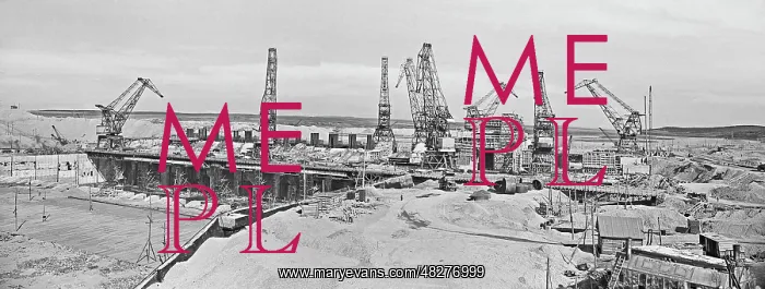 : Construction of Irkutsk hydropower station, 1956 : Construction of Irkutsk hydropower station, 1956