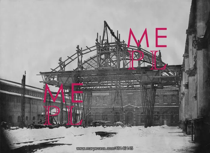: Construction of the Munich train station, 1879 : Construction of the Munich train station, 1879
