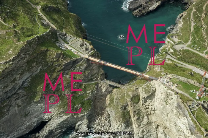 : Construction of new Tintagel Castle footbridge, Cornwall : Construction of new Tintagel Castle footbridge, Cornwall