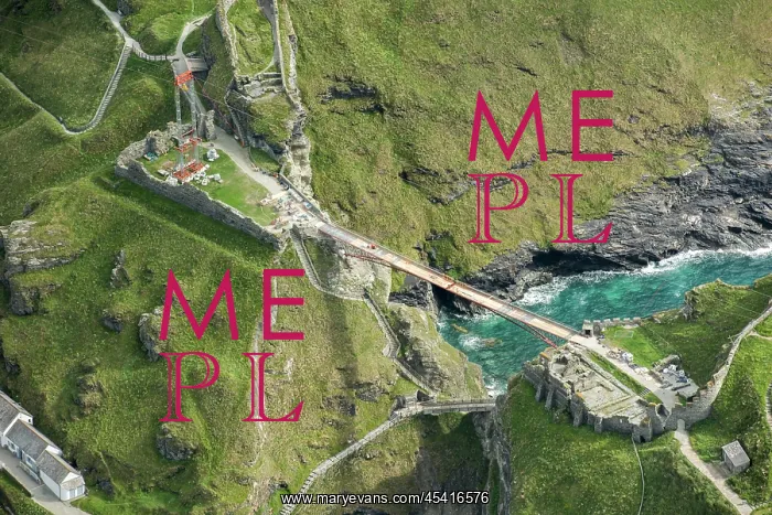 : Construction of new Tintagel Castle footbridge, Cornwall : Construction of new Tintagel Castle footbridge, Cornwall