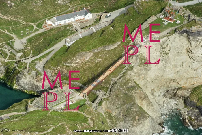 : Construction of new Tintagel Castle footbridge, Cornwall : Construction of new Tintagel Castle footbridge, Cornwall