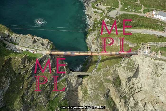 : Construction of new Tintagel Castle footbridge, Cornwall : Construction of new Tintagel Castle footbridge, Cornwall