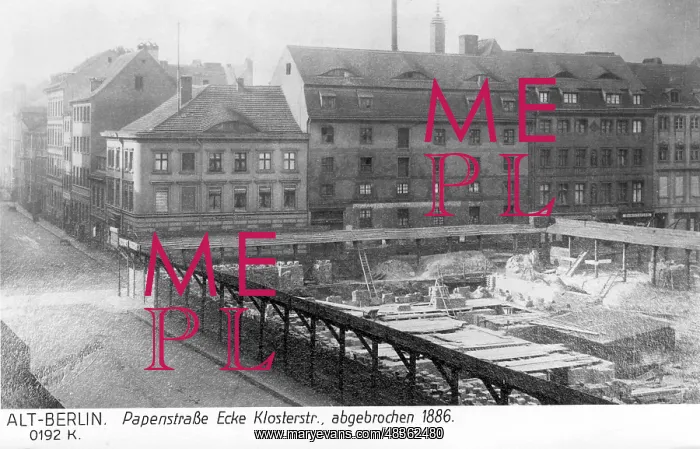 : Construction site in Papenstrasse in Berlin, 1886 : Construction site in Papenstrasse in Berlin, 1886