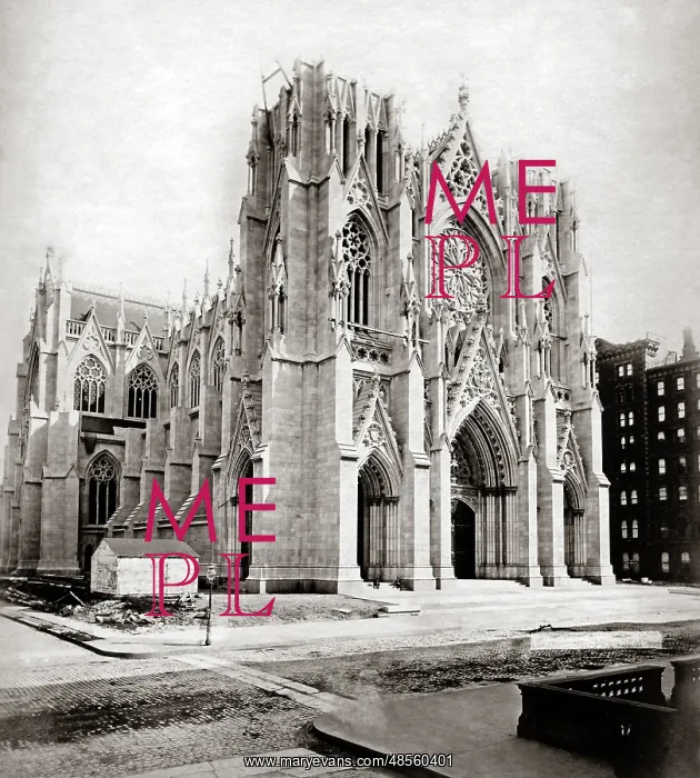 : Construction of St Patrick's Cathedral New York, 1880s : Construction of St Patrick's Cathedral New York, 1880s