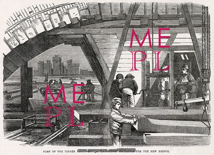 : Construction of Westminster Bridge, London 1855 : Construction of Westminster Bridge, London 1855