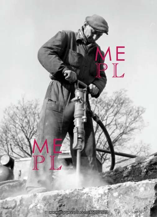 : Construction worker with jackhammer : Construction worker with jackhammer