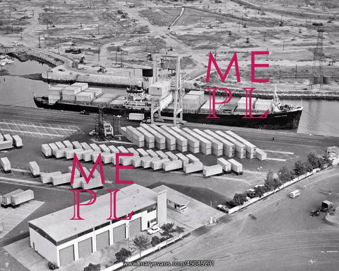 : Containerization Transportation Aerial of Early Post WW2 : Containerization Transportation Aerial of Early Post WW2